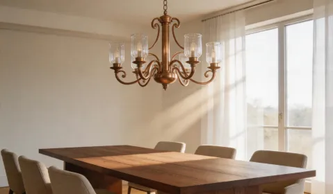 Champagne bronze finish in dining room